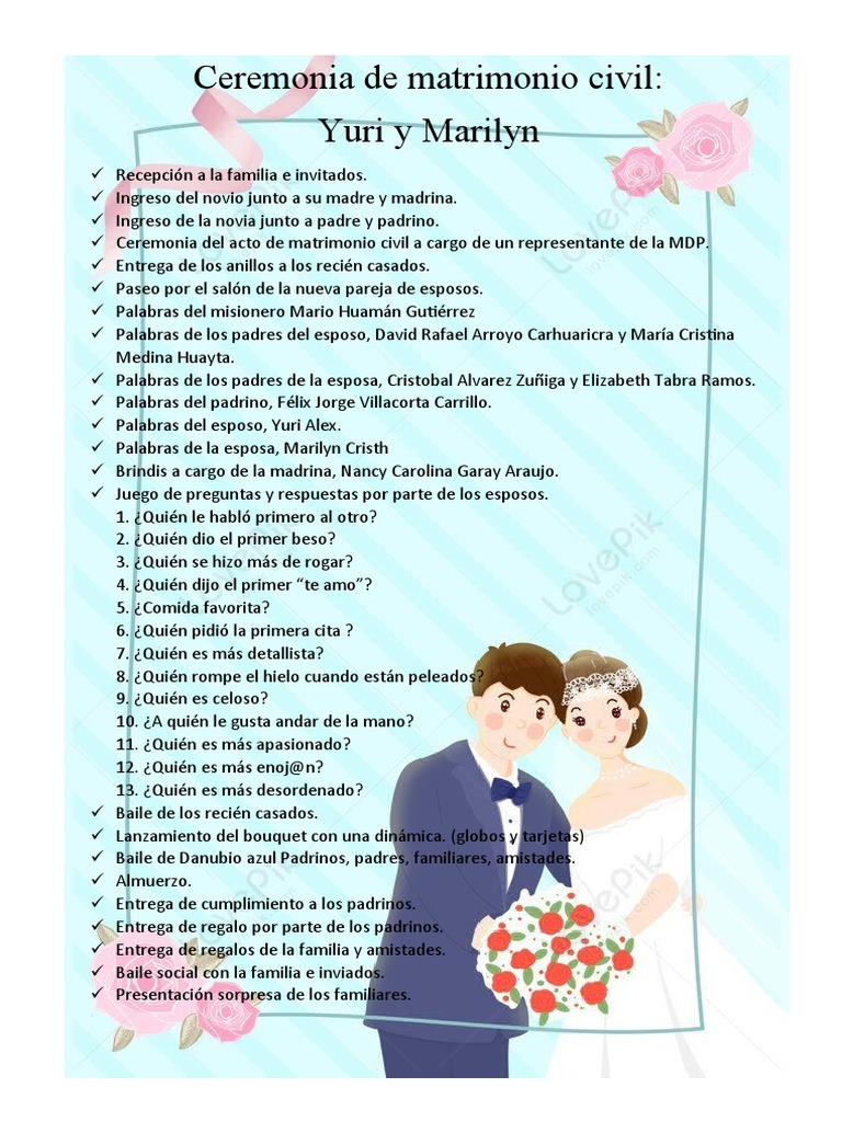Ceremonia de Matrimonio Civil | PDF | Salud y bienestar, image size:768x1024