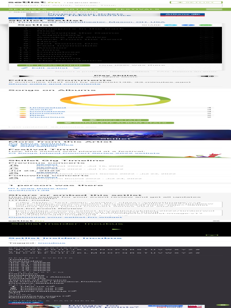 Skillet Concert Setlist at Kings Island Concert Series 2022 On July 23, 2022 Setlist FM PDF