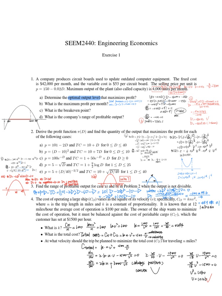 Engineering Economics: Profit Maximization Analysis | PDF | Profit ...