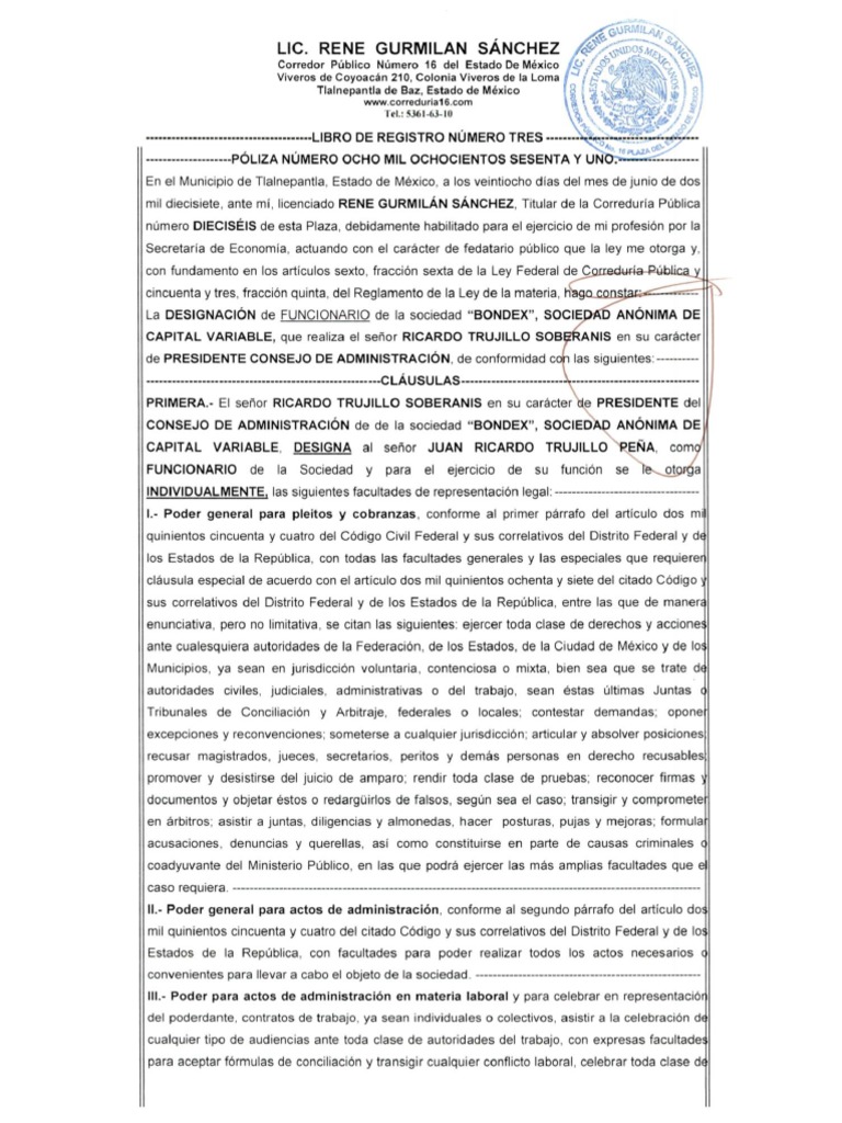3 - Poder Notarial Representante Legal | PDF