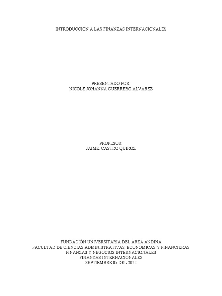 Introducción a Finanzas Internacionales | PDF | Finanzas y dinero
