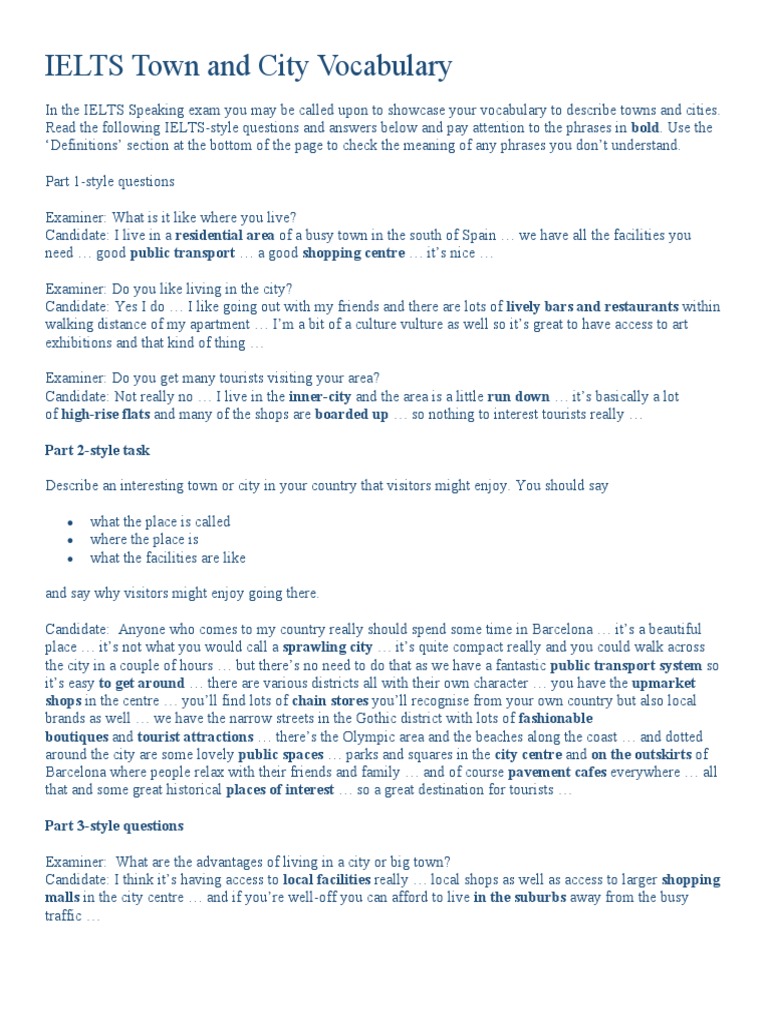 IELTS Vocabulary for Towns and Cities | PDF | Shopping Mall | Apartment