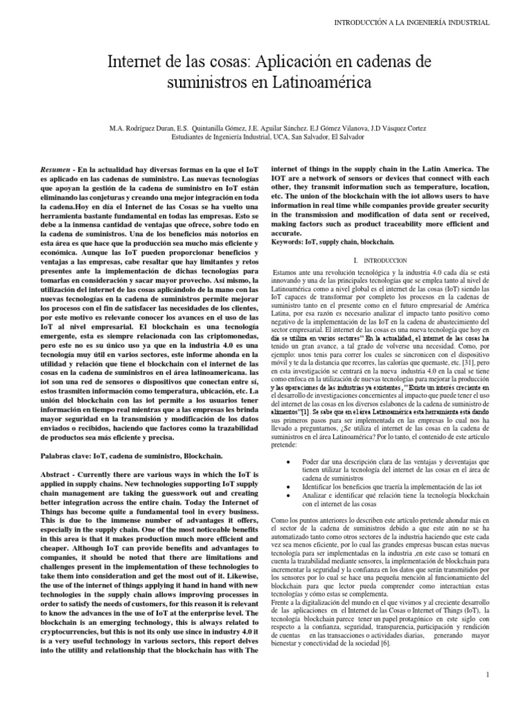IoT y Blockchain en Cadenas de Suministro | PDF | Internet de las Cosas ...