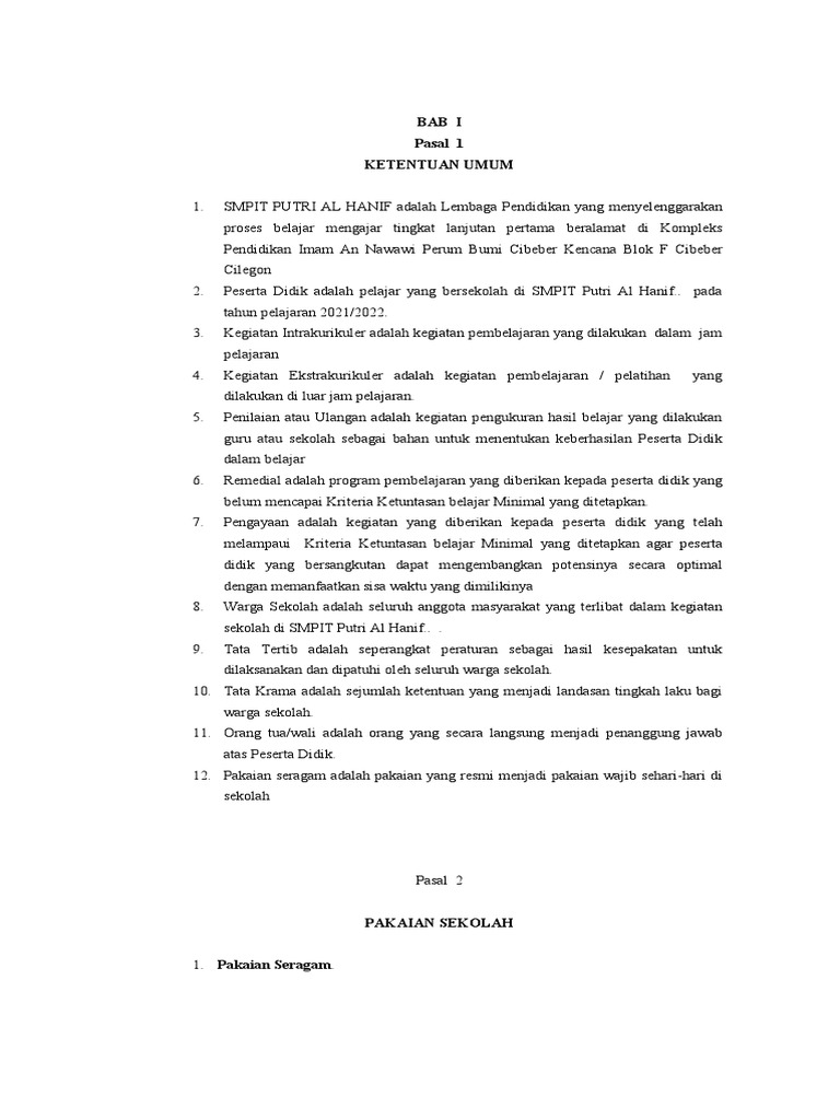 PERATURAN AKADEMIK SEKOLAH (Ainamulyana PDF