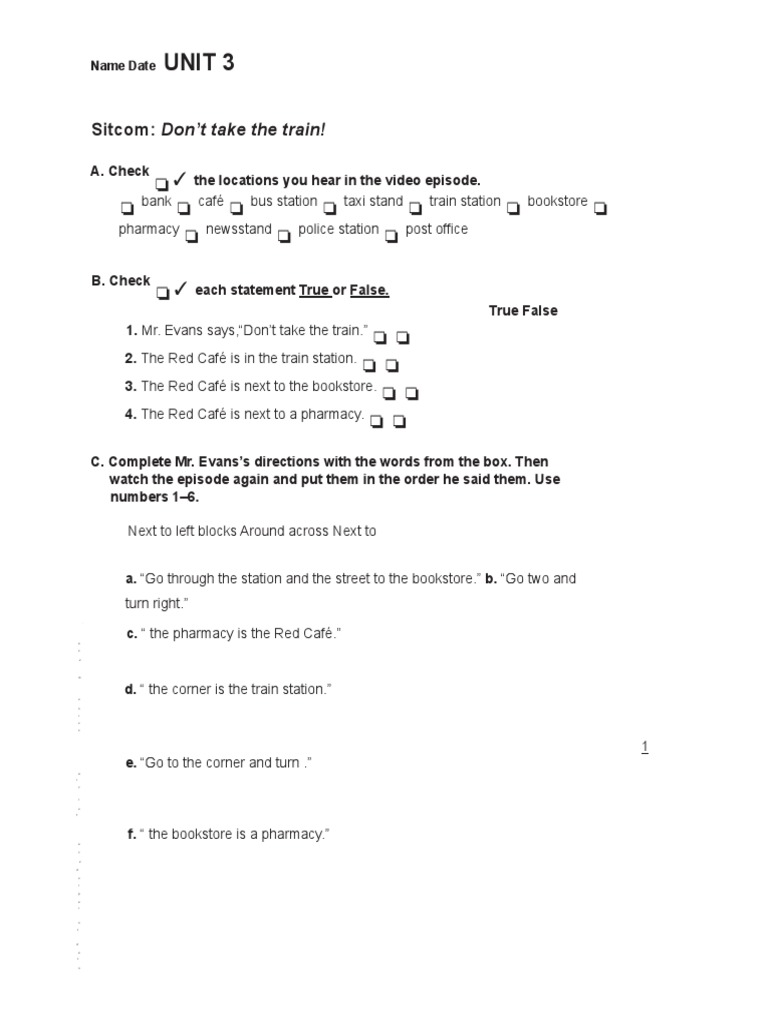 UNIT 03 Video Worksheets PDF