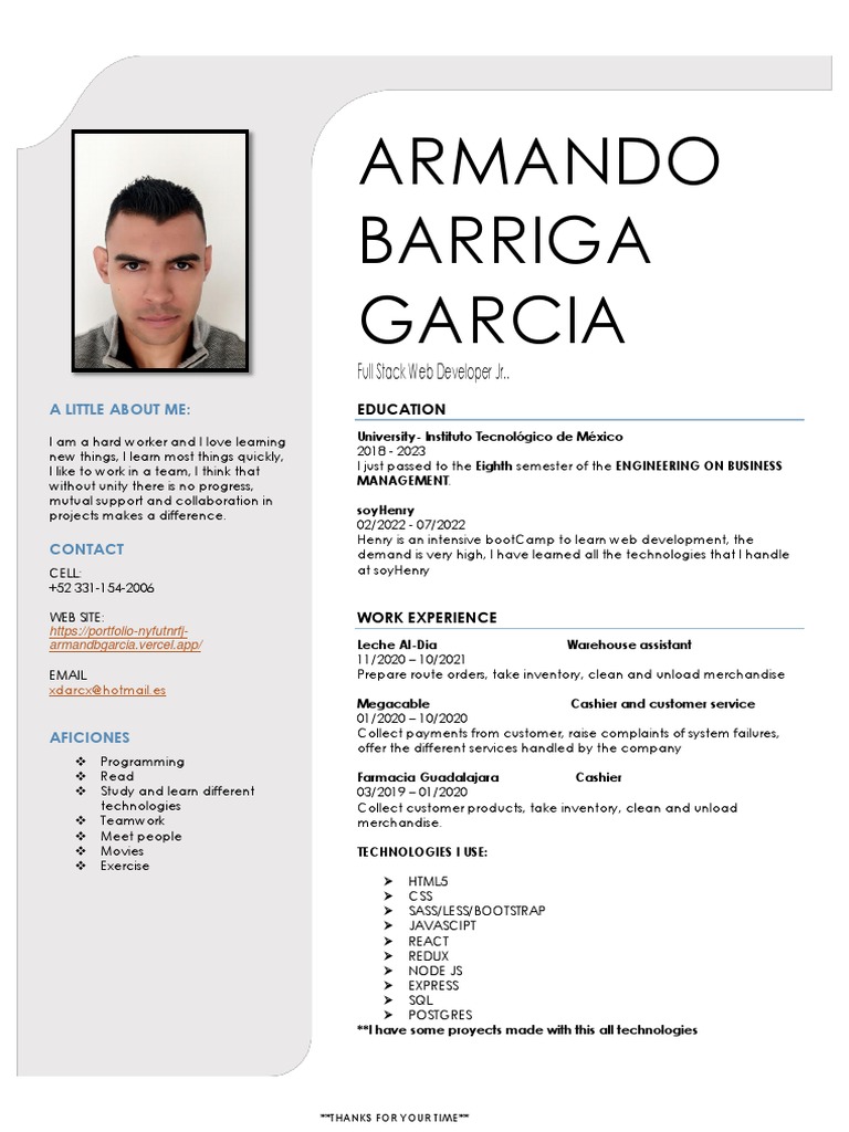 Junior Full Stack Web Developer Profile | PDF | Software Development ...