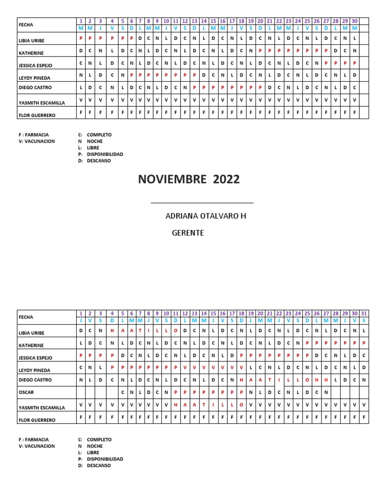 Cuadro de Turno Noviembre PDF