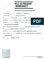 Present Simple Vs Present Continuous Worksheet