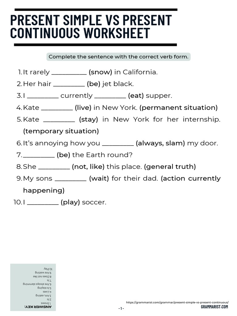 PRESENT CONTINUOUS VS PRESENT SIMPLE WORKSHEET PDF intelligence overview