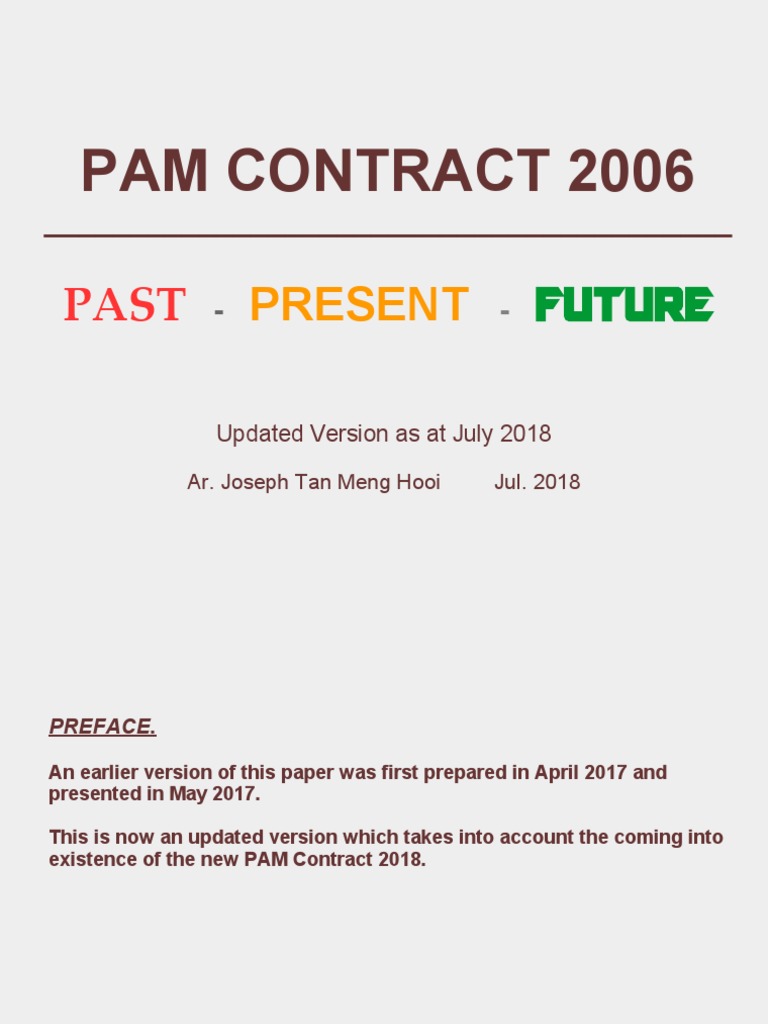 PAM Contract 2006 Past Present Future 072018 PDF Indemnity