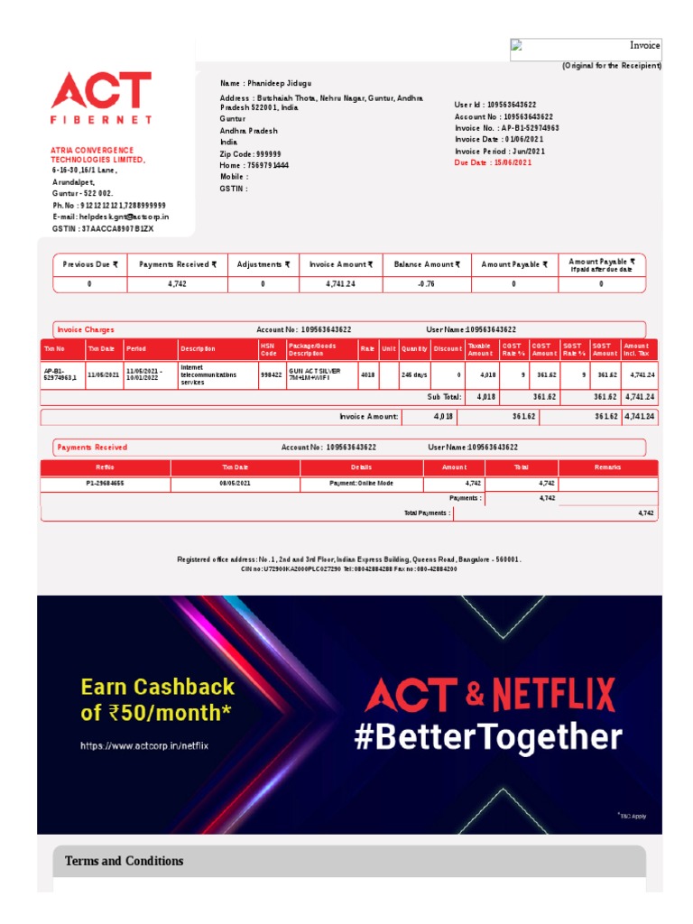 Inv Ap B1 52974963 109563643622 June 2021 PDF Invoice Payments