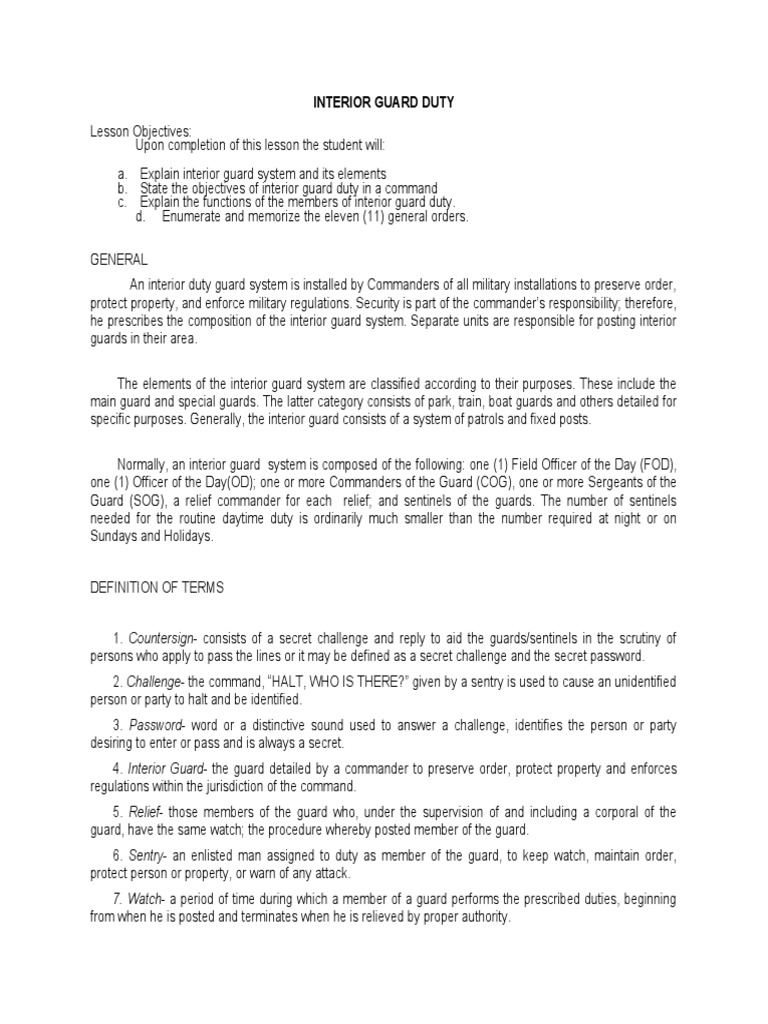 Interior Guard Duty PDF