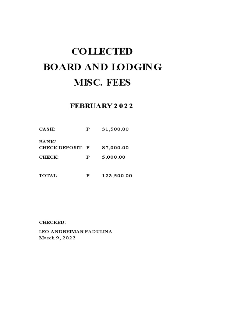 February 2022 Board and Lodging Fees | PDF