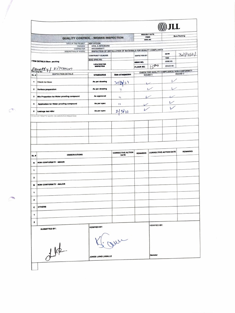 Water Proofing Check List | PDF | Systems Engineering | Evaluation