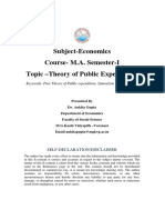 Subject-Economics Course-M.A. Semester-I Topic - Theory of Public Expenditure