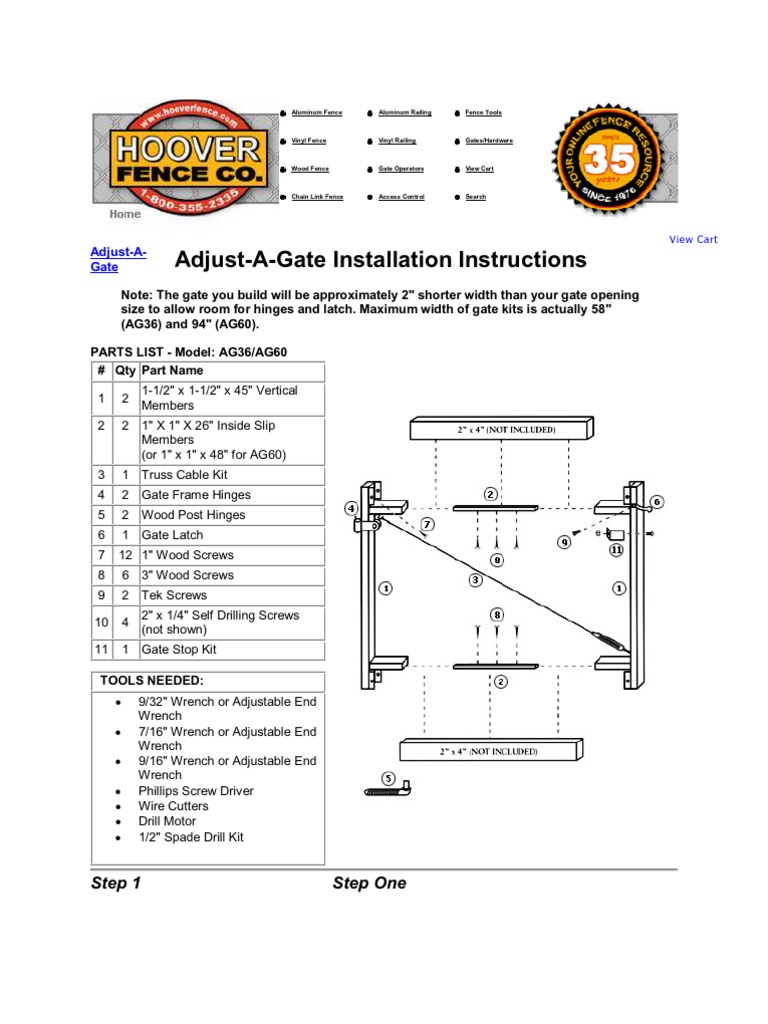 Adjust-A-Gate Installation Instructions: C C C C C C C C C C C C CC C ...