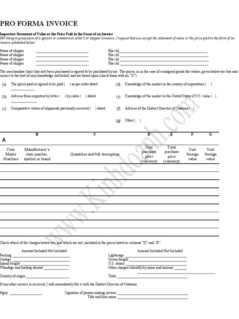 Pro Forma Invoice Template Guide | PDF | Business