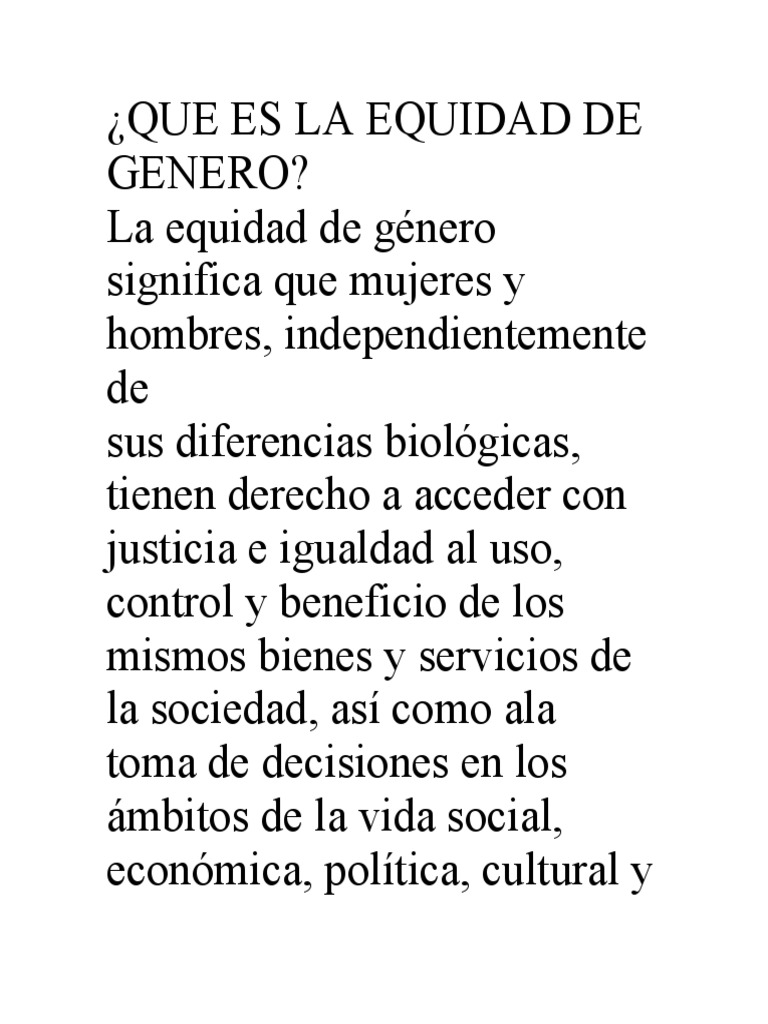 Equidad de Genero | PDF | Igualdad de género | Estudios de género