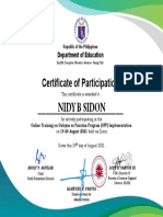 Certificate of Participation Online Training Gulayan Sa Paaralan Program