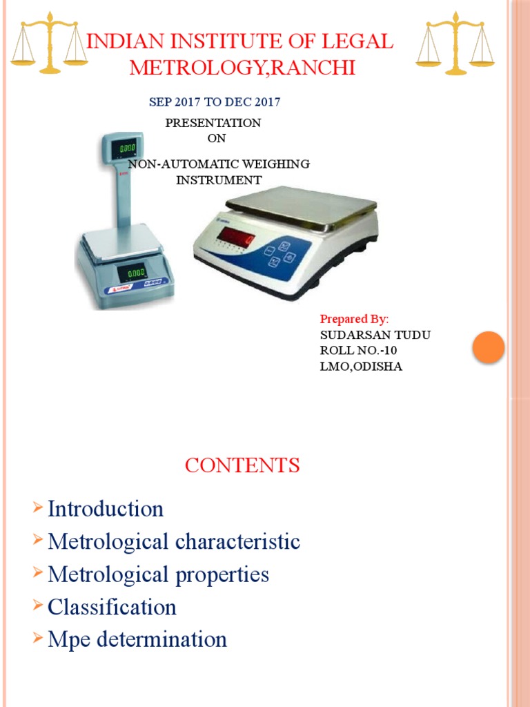 NonAutomatic Weighing Instrument PDF Metrology Accuracy And