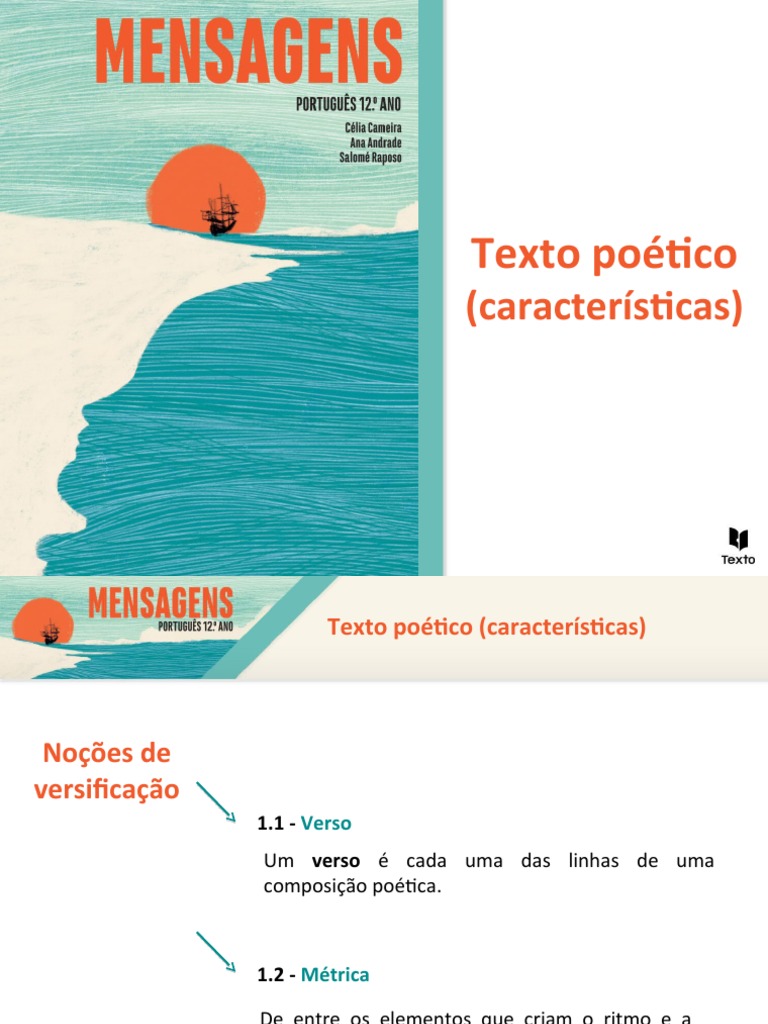 Características do Texto Poético | PDF | Métrica (poesia) | Fonética