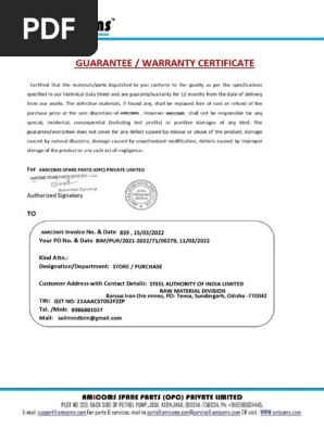 warranty certificate