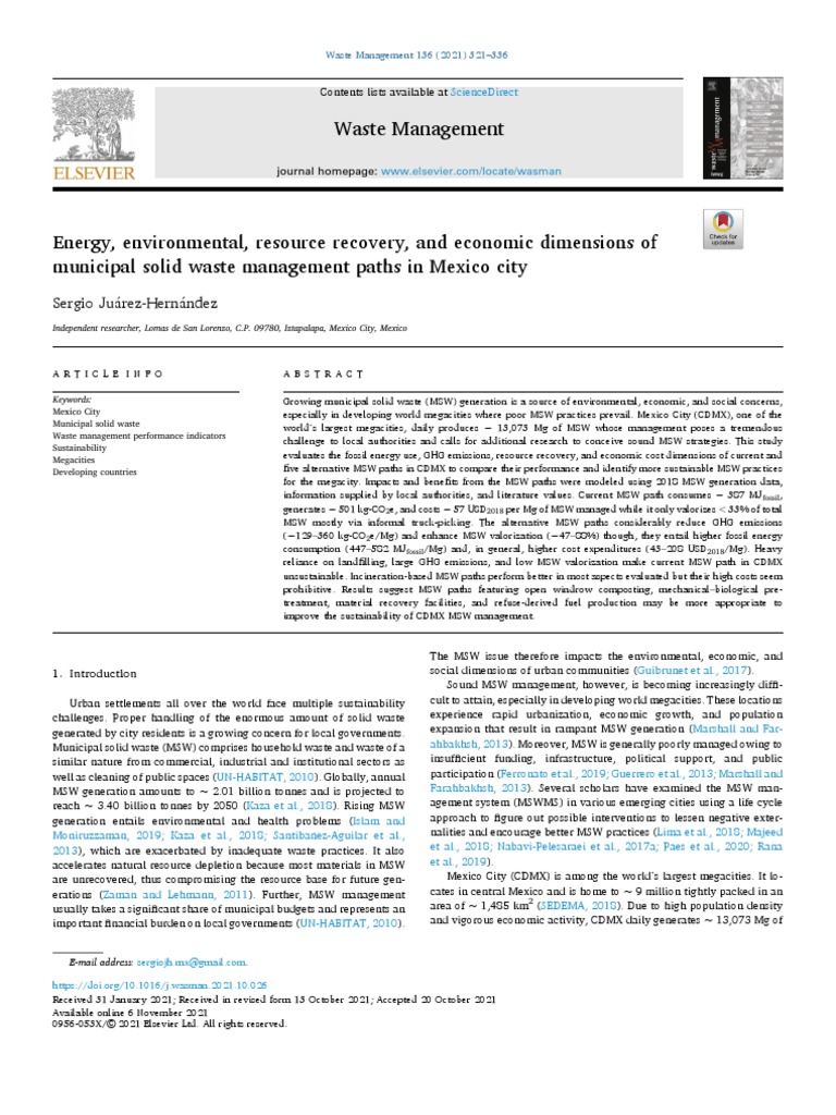 1 s2.0 S0956053X21005663 Main | PDF | Municipal Solid Waste | Waste ...