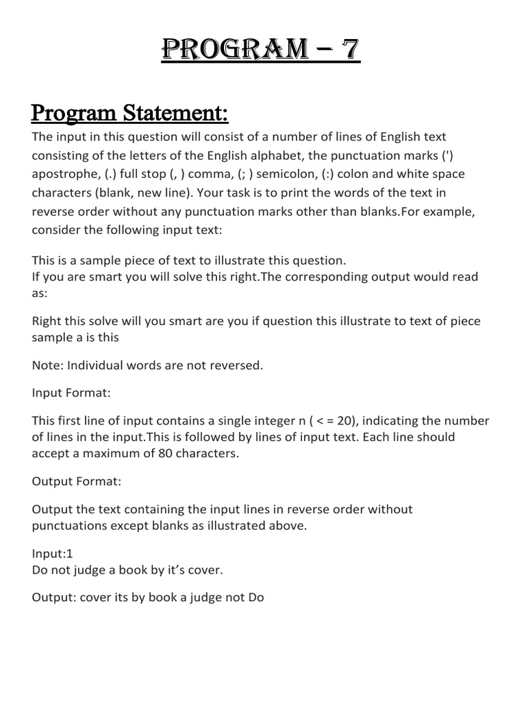 Program 7 | PDF | Punctuation | Computer Science