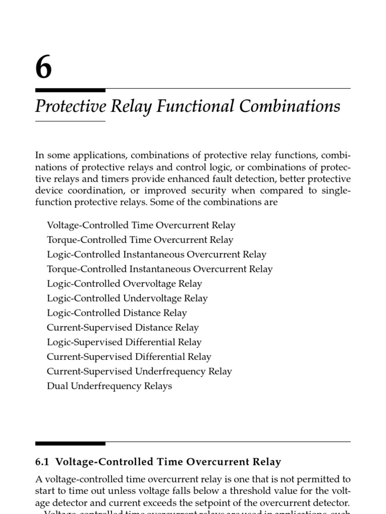 Protective Relay Functional Combinations 6.1 VoltageControlled Time Overcurrent Relay PDF