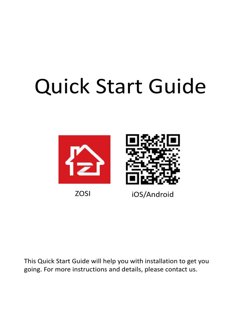 Quick Start Guide for Setting Up and Using the ZOSI iOS/Android Camera