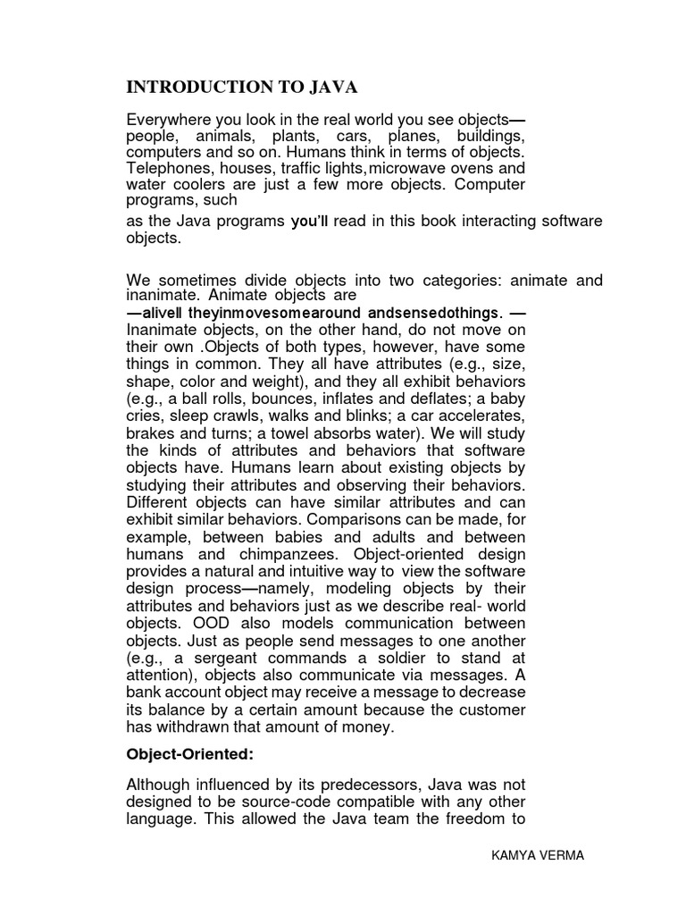 Introduction To Java | PDF | Class (Computer Programming) | Object ...