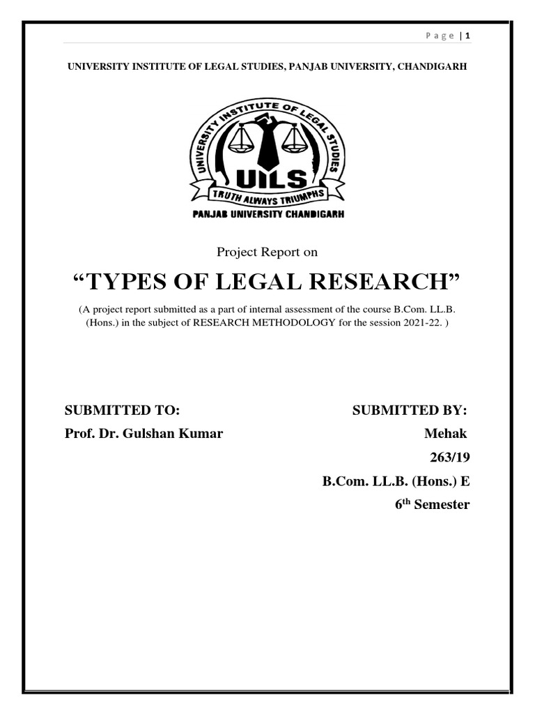 TYPES OF LEGAL RESEARCH Mehak PDF