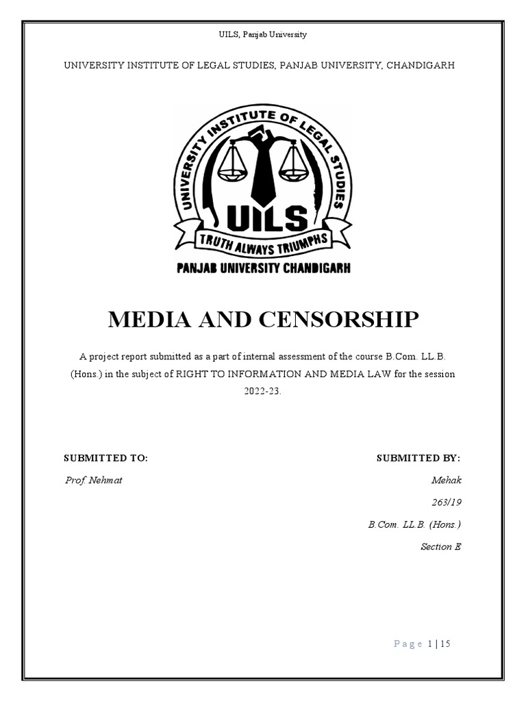 Media and Censorship | PDF | Freedom Of The Press | Freedom Of Speech