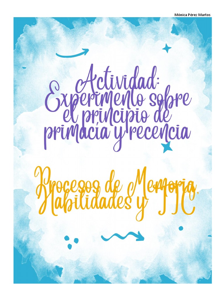 Experimento Principio de Primacía y Recencia | PDF | Memoria | Aprendizaje