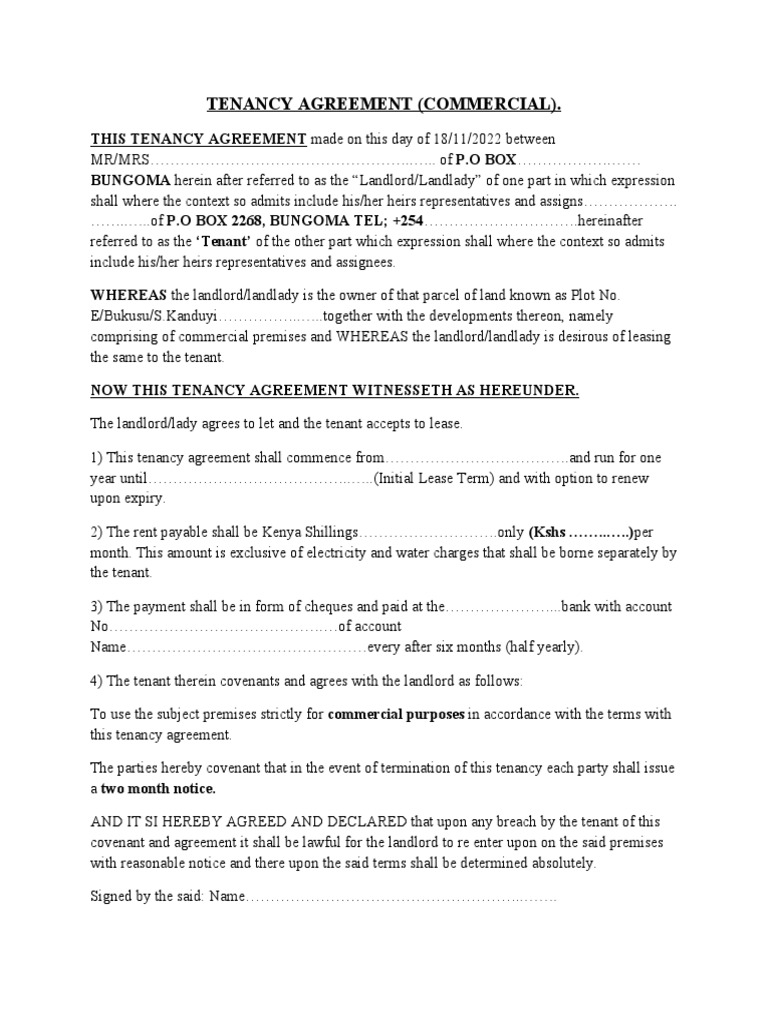 Tenancy Agreement | PDF | Finance & Money Management | Home & Garden