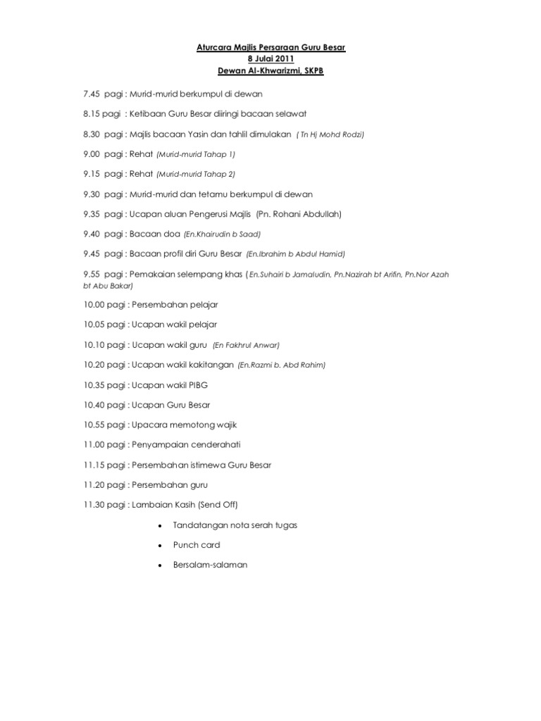 Aturcara Majlis Persaraan Gb Pdf