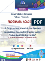 Programa Académico Iv Congreso Internacional Faces-Uc