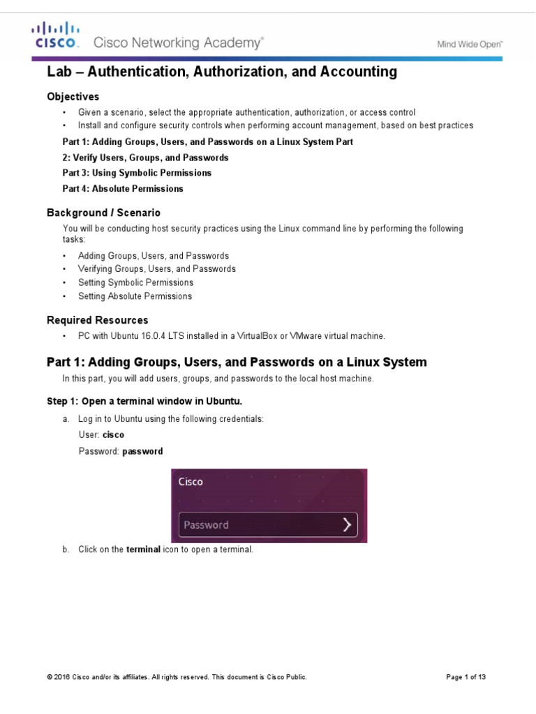 2.5.2.5 Lab - Authentication Authorization Accounting | PDF | Superuser ...