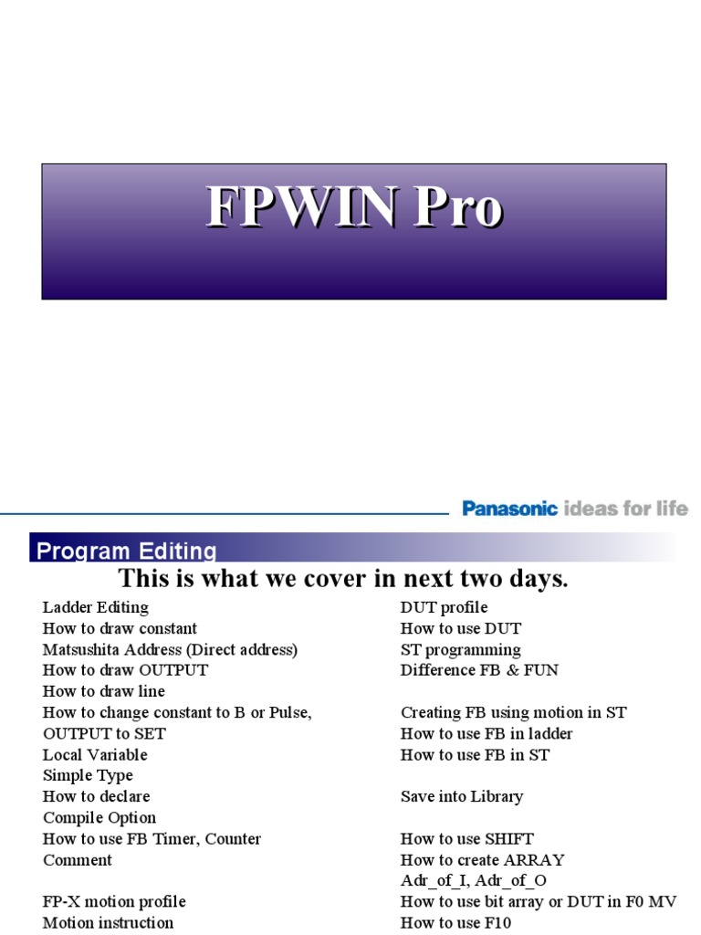 FPWIN Pro Programming Guide | PDF | Variable (Computer Science ...