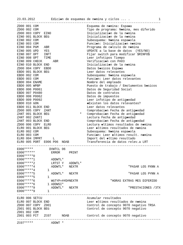 Esquema de Nómina Z000 Tecnicas Reunidas | PDF