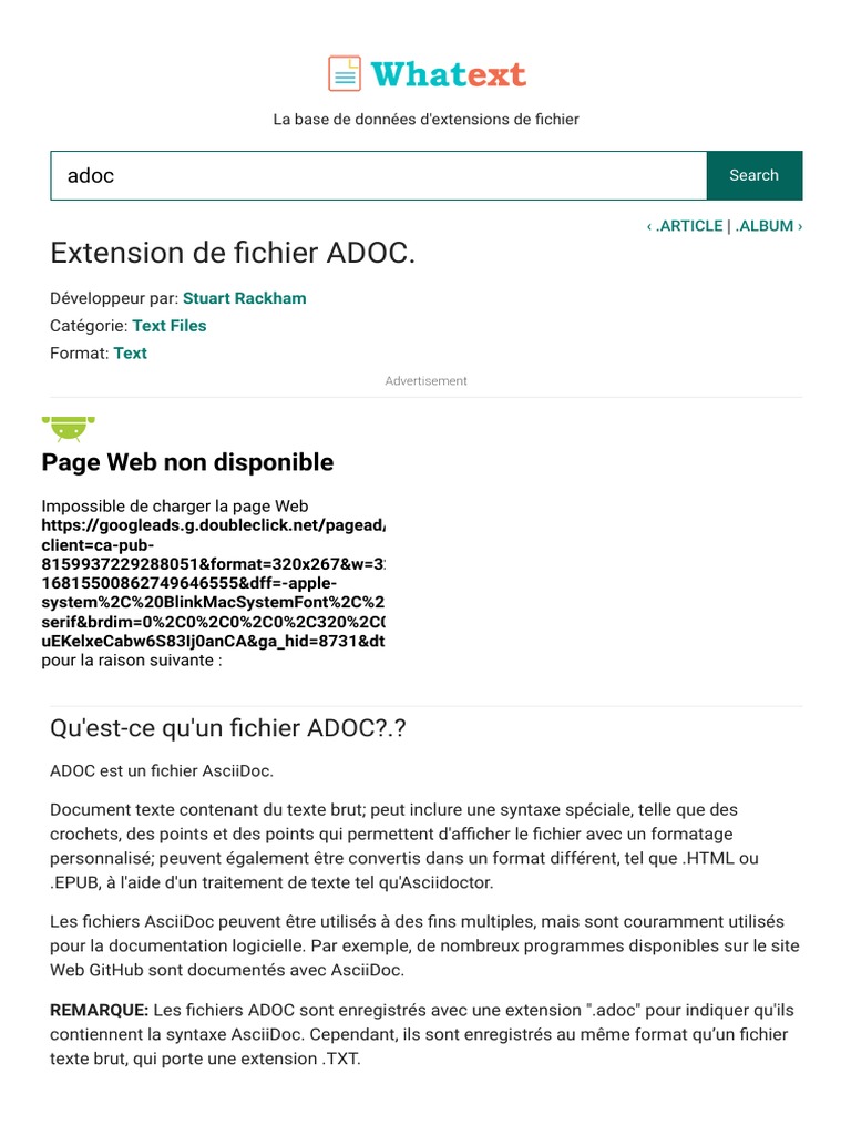 Comprendre l'extension de fichier ADOC | PDF | Fichier informatique ...