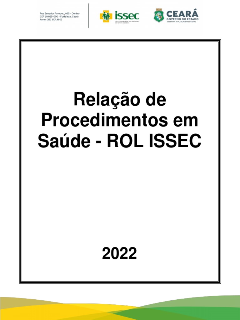 ROL de Procedimentos ISSEC 2022 | PDF | Orelha | Coluna vertebral