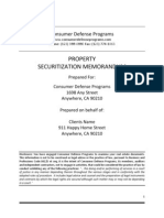 Property Securitization Memorandum: Consumer Defense Programs
