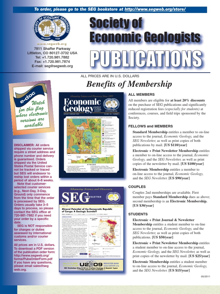 SEG Membership Benefits and Publications | PDF | Geology | Economic Geology