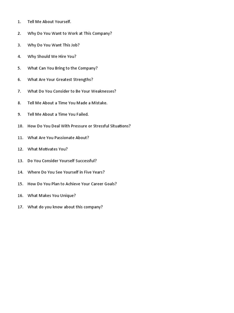 Job Interview Questions PDF