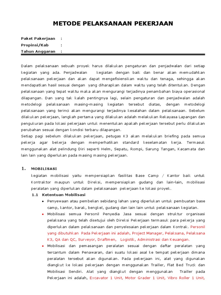 Metode Pelaksanaan Proyek Konstruksi | PDF | Bisnis | Sains & Matematika