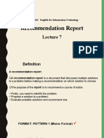 Lecture 7 Recommendation Report Writing