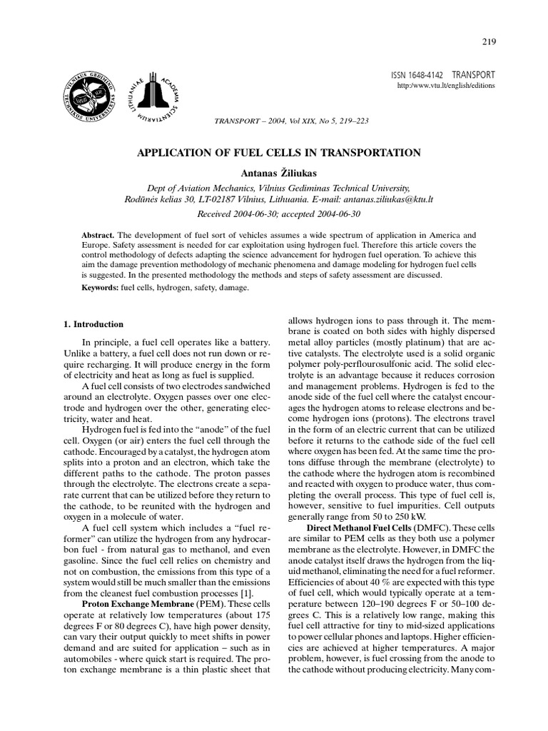 Transport Journal: Technical Insights | PDF | Fuel Cell | Hydrogen