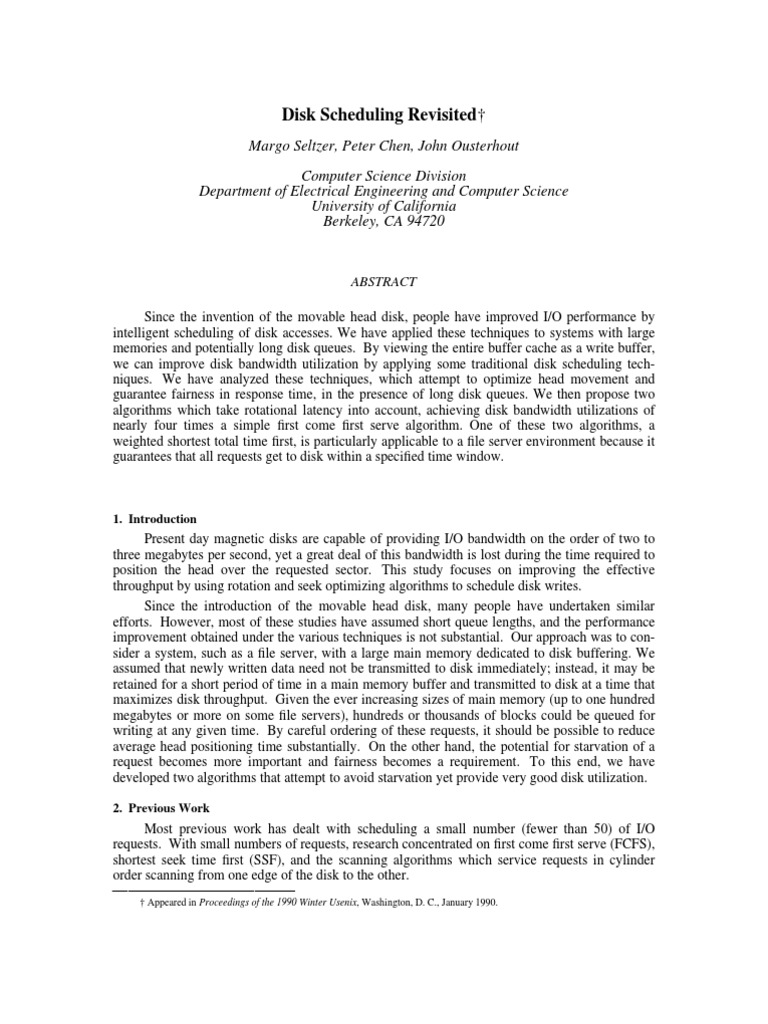 Disk Scheduling Revisited | PDF | Scheduling (Computing) | Data Buffer