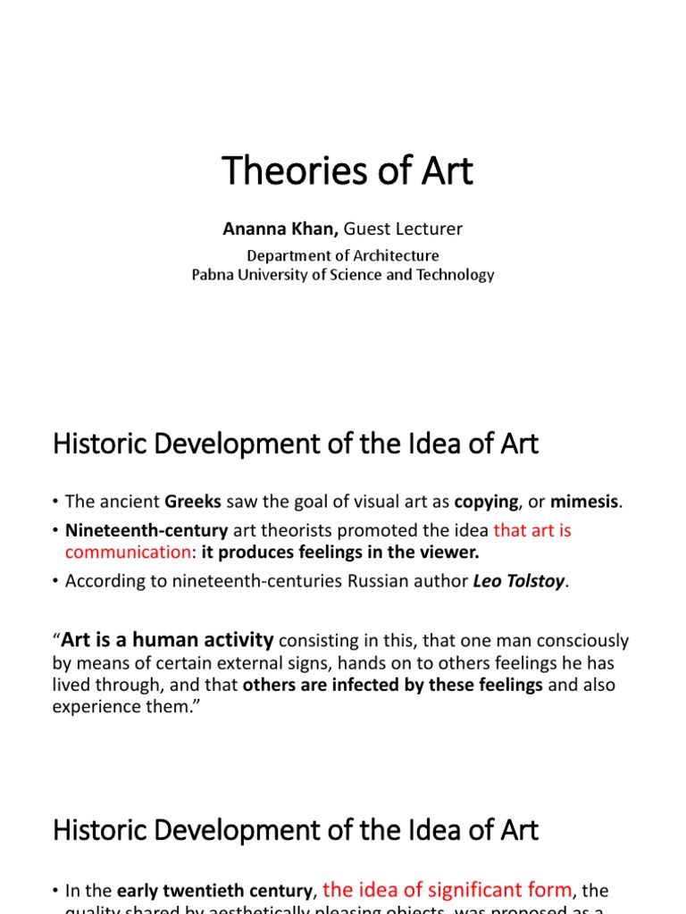Lecture 02 Theories of Art PDF